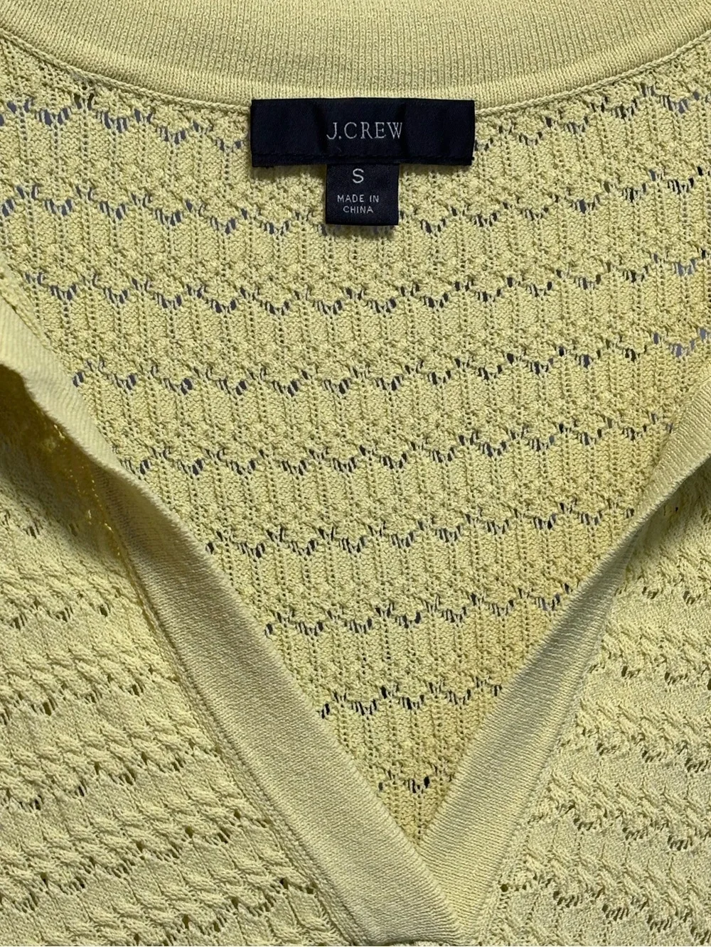 J. Crew short sleeve collared pointelle, sheer sweater. Small